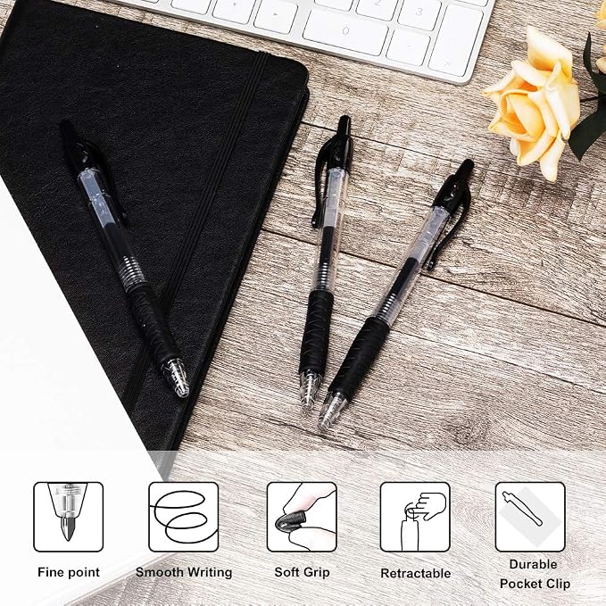 Aen Art Gel Pens, 30 Pack Black Gel Pen Fine Point, Retractable Gel Ink - Image 4
