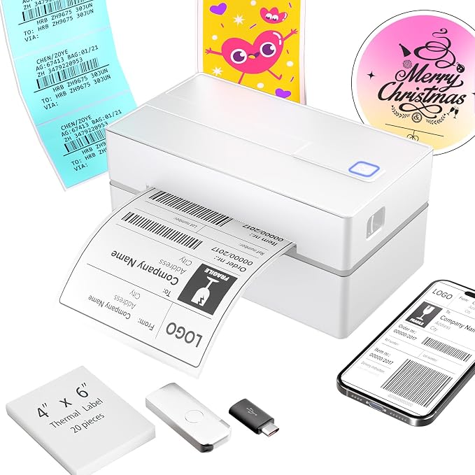 Thermal Shipping Label Printer 4x6 Bluetooth Label Maker by Unknown