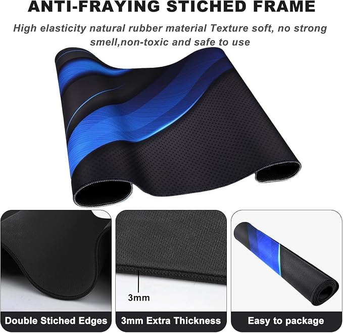 Desk Pad, Large Gaming Mouse Pad, Extended Keyboard Mouse Mat 35.4 X 15.7 Inch - Image 3