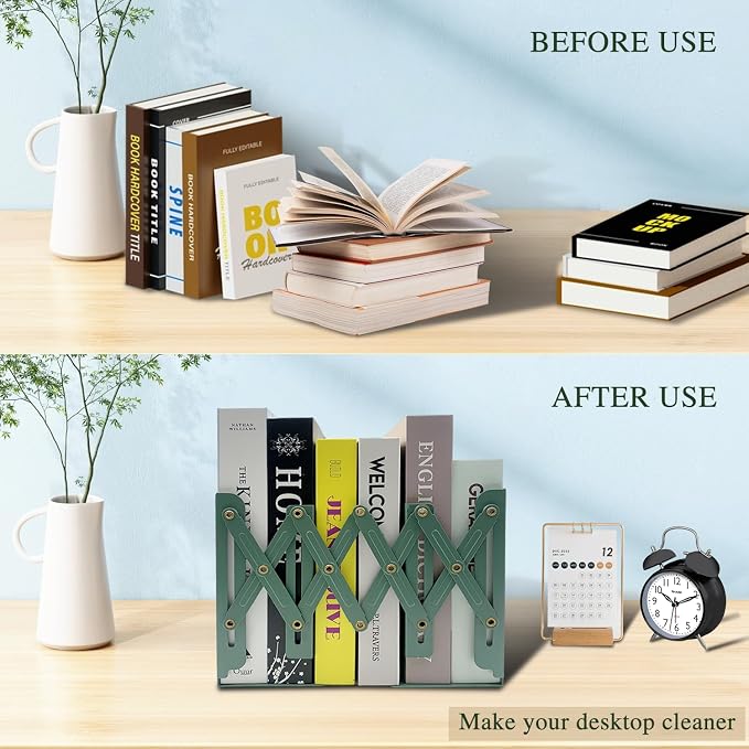 Adjustable Bookends Non Skid Decorative Bookends, Metal Bookend - Image 3