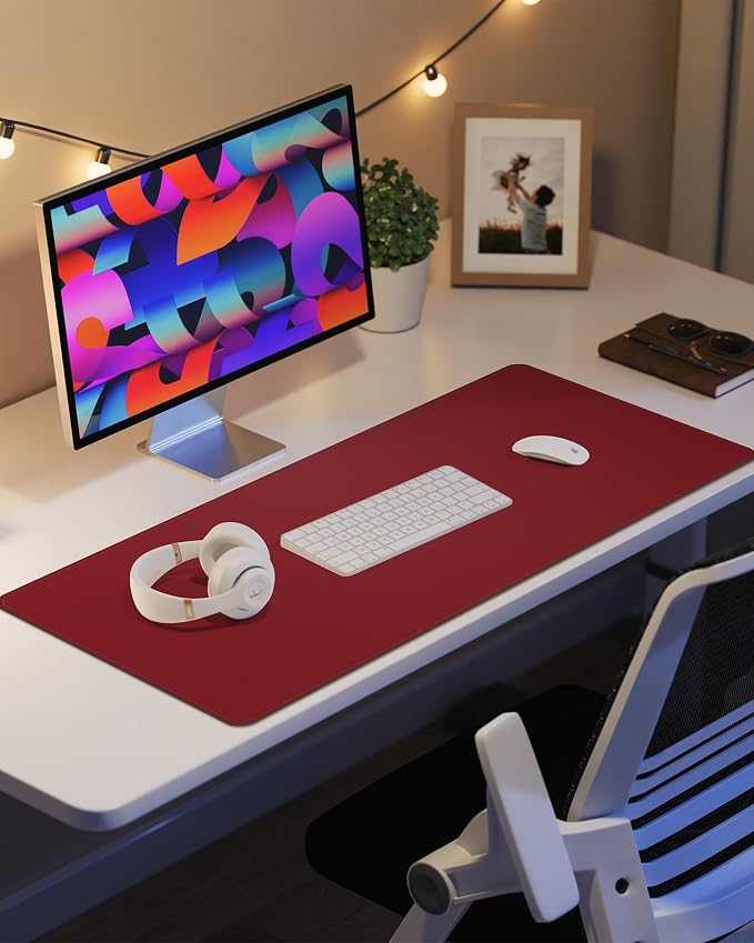 Leather Desk Protector, Non-Slip PU Laptop Blotter, Waterproof Writing Pad - Image 6