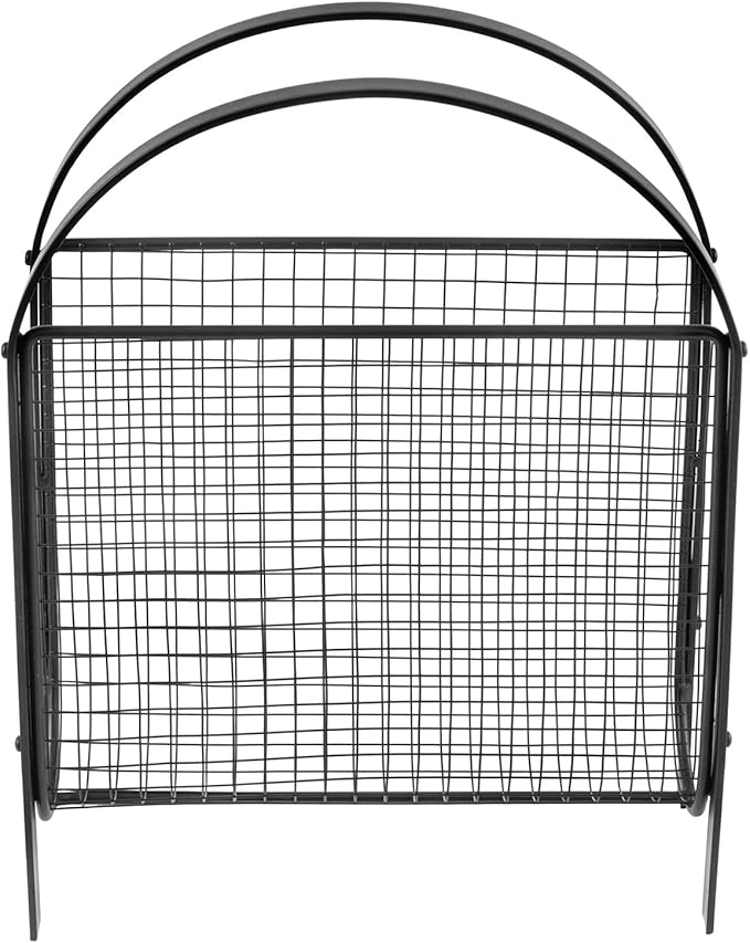 MyGift Mid-Century Design Magazine Rack, Matte Black Tone Metal Mesh - Image 6