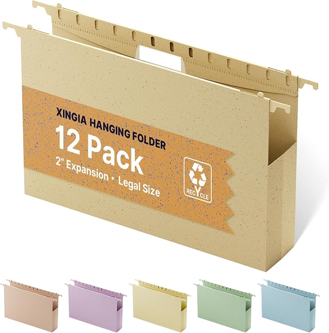 XINGIA Legal Size Hanging File Folders, 12 Pack 2" Expansion Legal Size File by Unknown