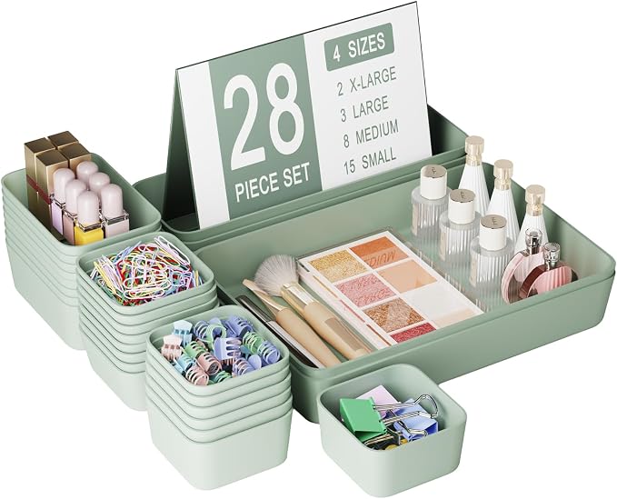 Drawer Organizers Bins 28 PCS for Bathroom Makeup Desk Office | by Homhut