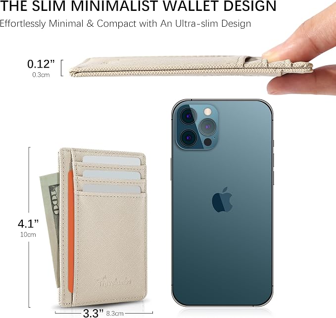 Travelambo Slim Wallet Front Pocket Minimalist Leather RFID Blocking Medium Size - Image 4