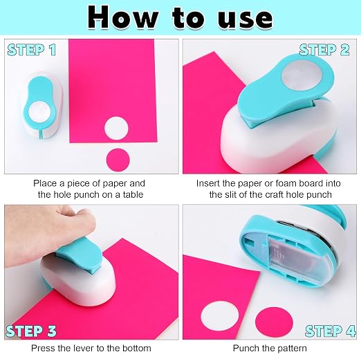 Chengu 3 Pack Craft Paper Punch Circle 2, 1 and 5/8 Inch Punch Paper Punchers - Image 4