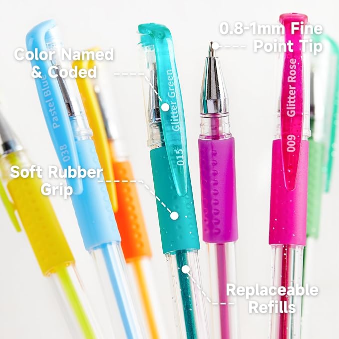 Shuttle Art Gel Pens, 120 Pack Gel Pen Set 60 Colored Gel Pen - Image 4