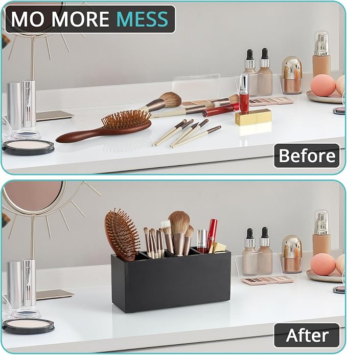 Bivvclaz Pencil Pen Holder for Desk, Wooden Office Desk Organizers and - Image 4
