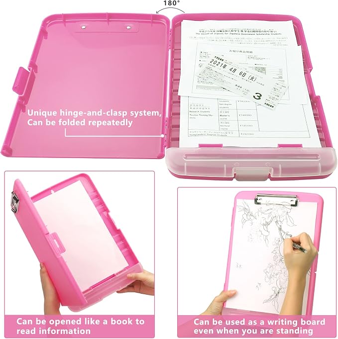 SFLHHDM Plastic Clipboard with Storage, High Capacity Clip Boards 8.5x11 with - Image 6