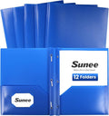 SUNEE 12-Pack Blue Plastic Folders by SUNEE