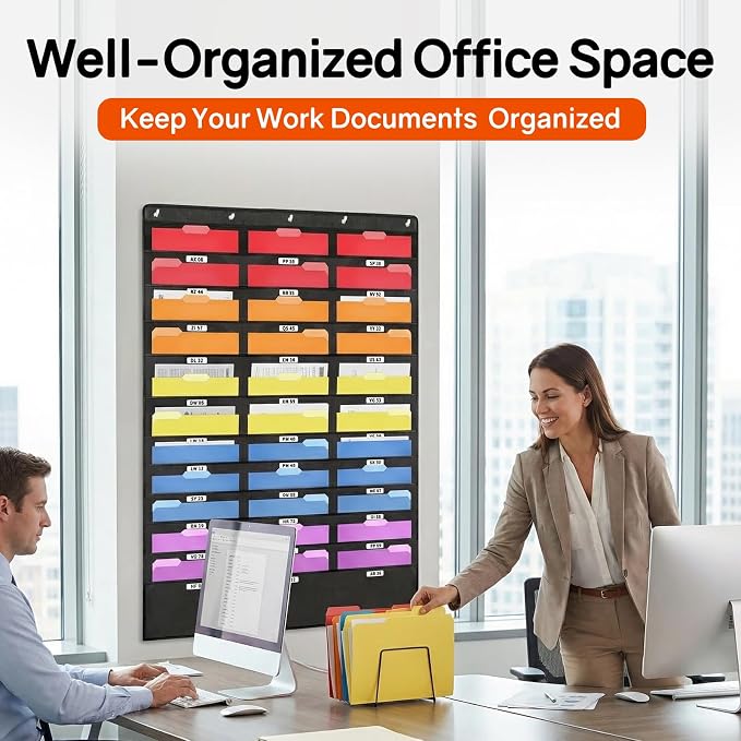 SUNEE 30 Pockets Hanging Wall File Organizer, Space Saver - Image 2