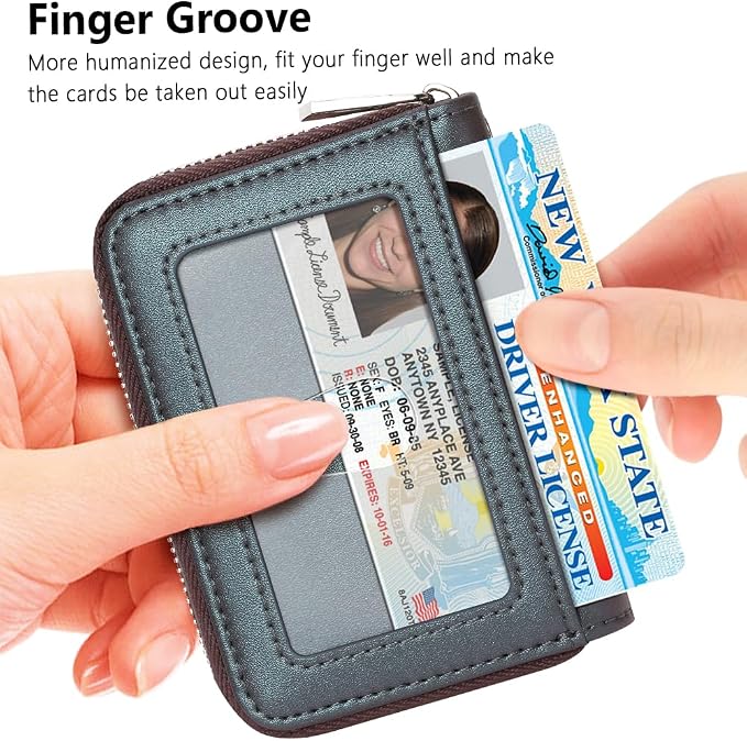FurArt Zipper Wallet Women, RFID Blocking Credit Card Wallet, Business Card - Image 2