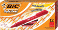 BIC Soft Feel Red Retractable Ballpoint Pens, Medium Point, 12-Count Pack by BIC