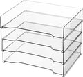 DoubleFill 4 Pcs Stackable Letter Tray Rectangular Plastic Desk Organizer 13 x by DoubleFill