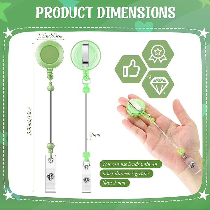 Sayglossy 100 Pcs Beadable Badge Reel Retractable Clips Holder - Image 2