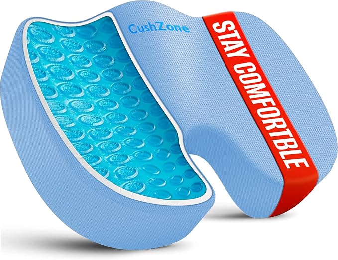 Office Chair Seat Cushion, Cooling Gel Enhanced Memory Foam Cushion by CushZone