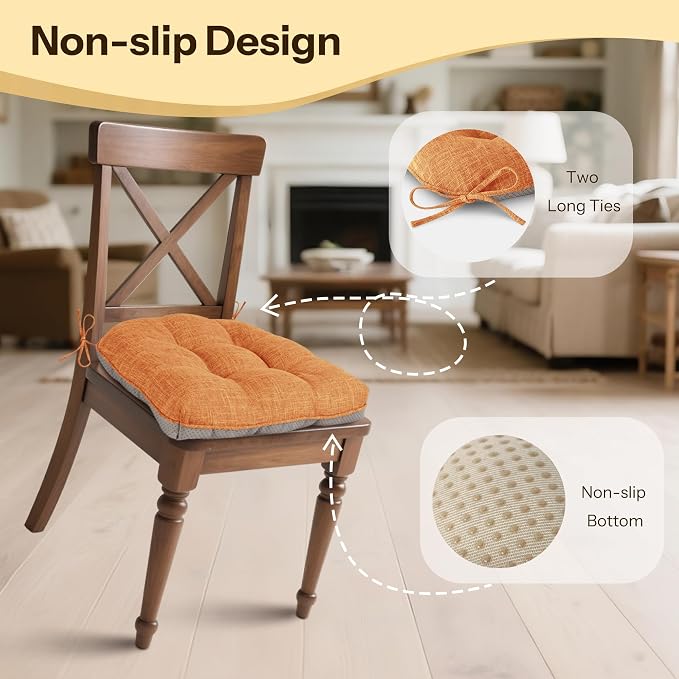 Non Slip Chair Cushions for Dining Chairs Set of 4 Kitchen Chair Cushions - Image 3