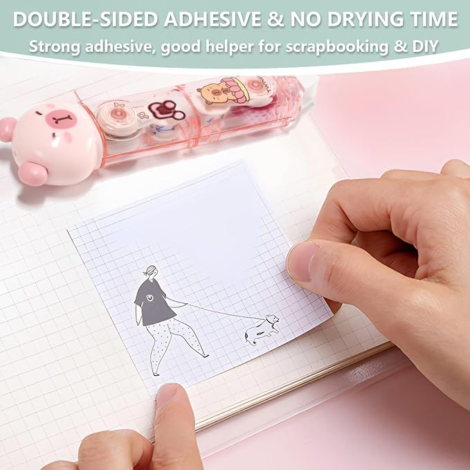 2 in 1 Correction Tape and Double Sided Tape Roller, Cute Quick Dry Japan White - Image 4