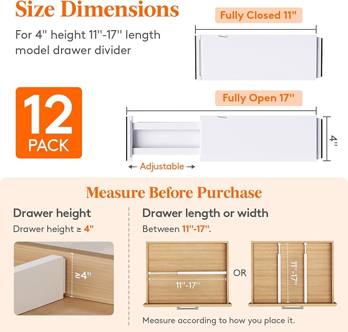 Lifewit 12 Pack Upgrade Drawer Dividers - Image 2