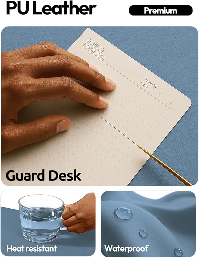 YSAGi Leather Desk Pad Protector, Office Desk Mat, Large Mouse Pad, Non-Slip PU - Image 4