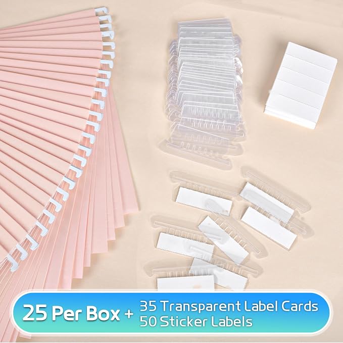 25-Pack Pink Hanging File Folders, Letter Size - Image 3