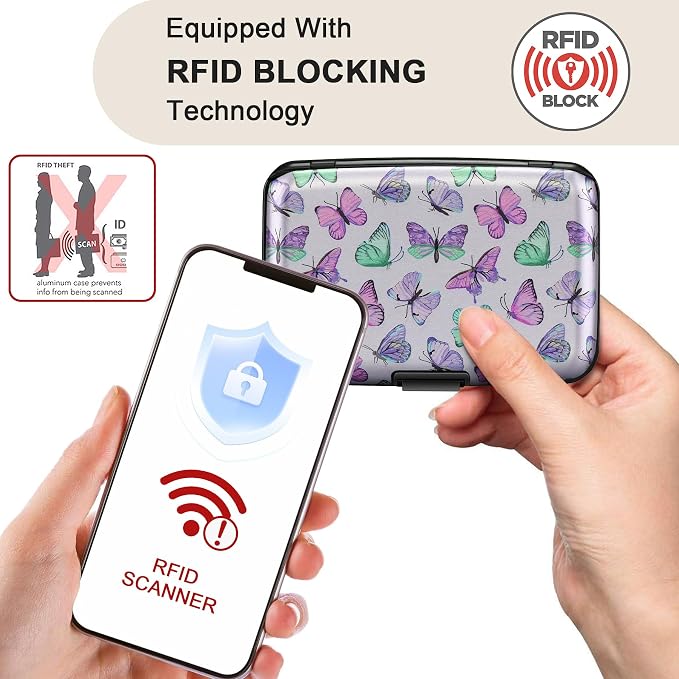 ELFISH Mini RFID Aluminum Wallet Credit Cards Holder Business Card Case Metal - Image 2
