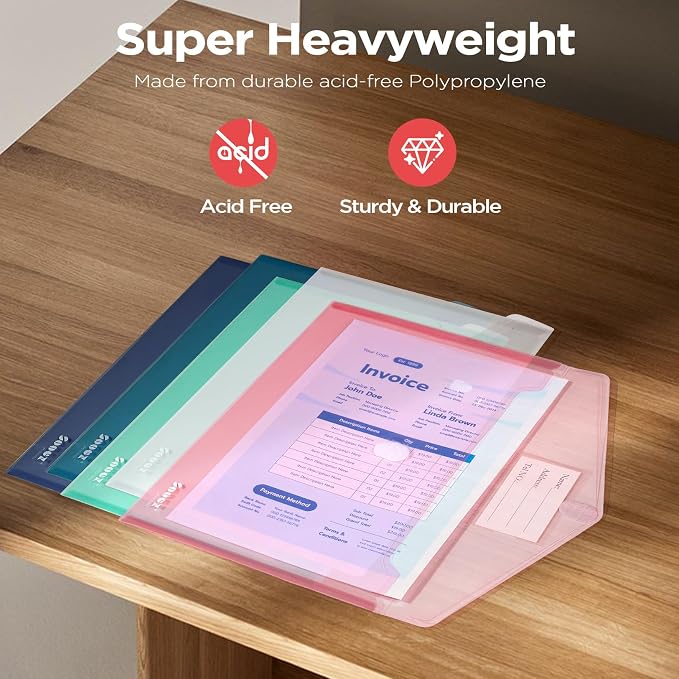 Sooez 20Pack Plastic Envelopes, Plastic File Folders, Super Heavyweight - Image 5