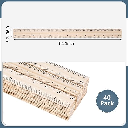 40 Pack Wooden Rulers, 12 Inch/30 cm, Double-Sided - Image 2