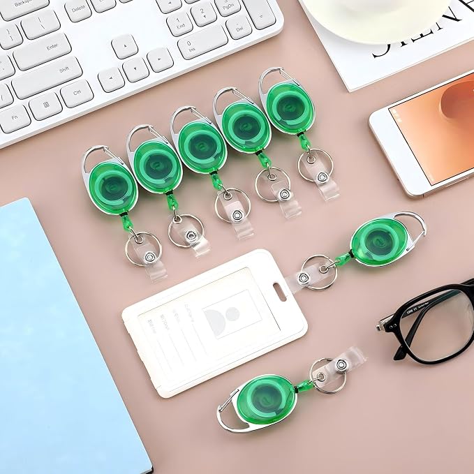 Laumoi 80 Packs Retractable ID Badge Holder Name ID Badge Reel Clips Keychain - Image 5