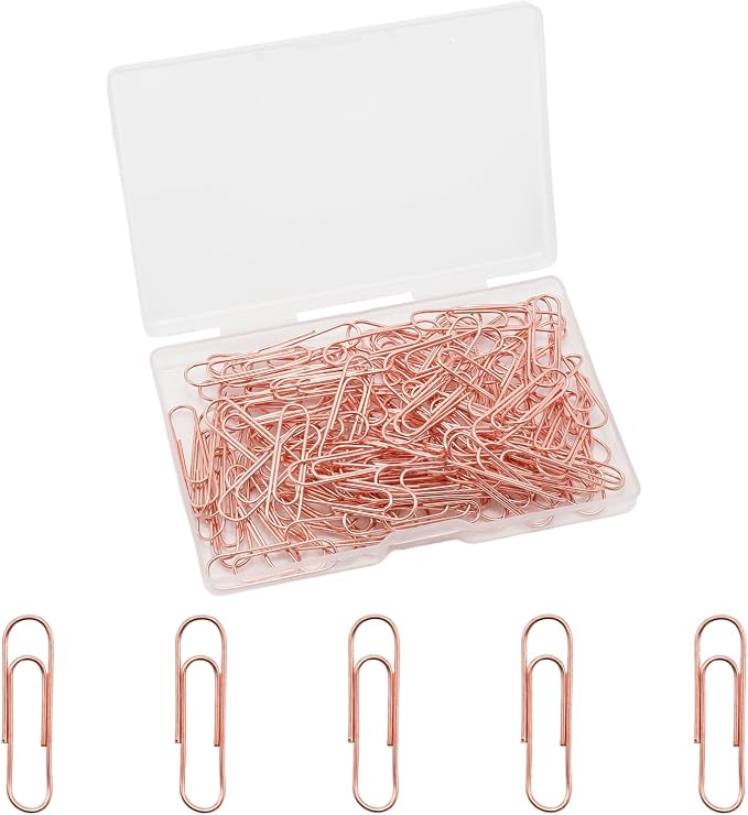 100 Pcs Rose Gold Paper Clips, 1.1 Inch Colorful Paperclips | Colored Paper by Unknown