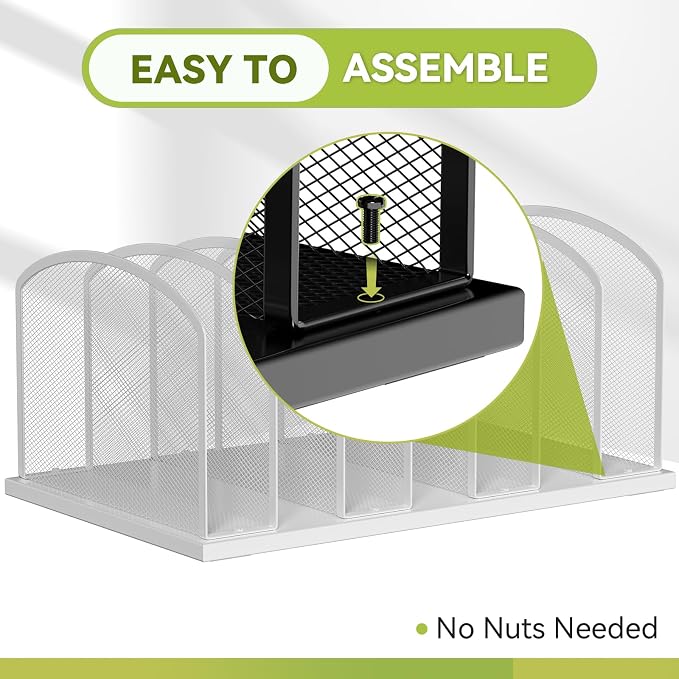 Desk File Organizer Vertical 7 Sections Mesh File Sorter Paper Storage Organizer - Image 3
