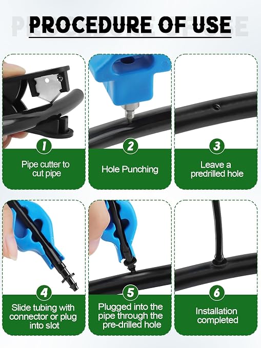Kalolary Drip Irrigation Tubing Hole Punch Kit, 2-in-One Drip Irrigation Hole - Image 6
