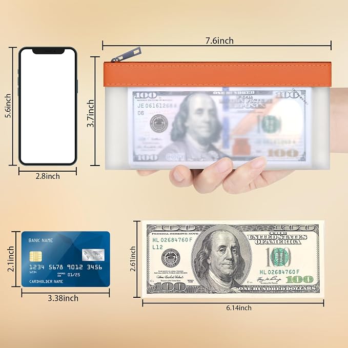 Clear Money Envelopes for Cash 7.6"x3.7" | Money Bags - Image 2