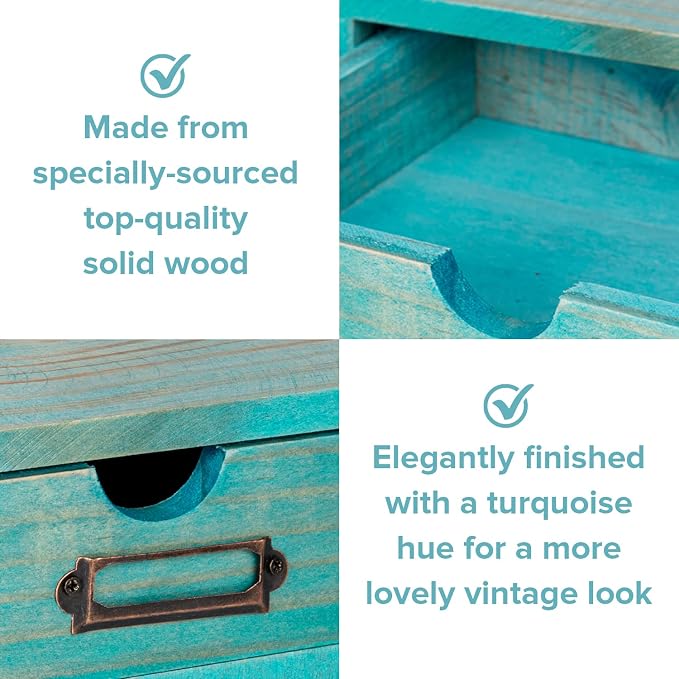 5-piece Full Matching Set Turquoise Wooden Cabinets, European Country Style - Image 6