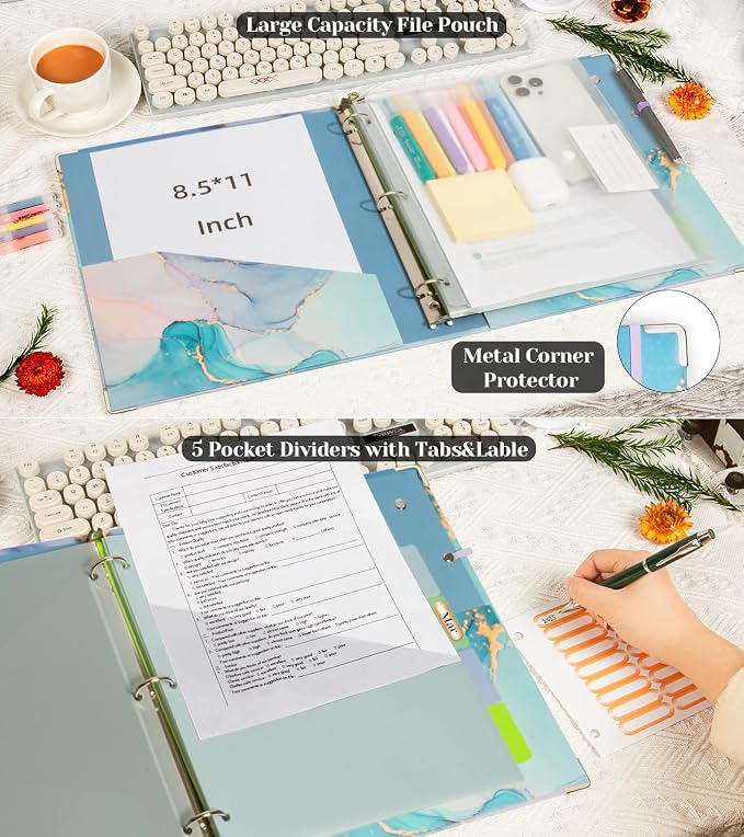 3 Ring 1 Inch Binder Organizer, KLLVE Three Ring Binders - Image 3