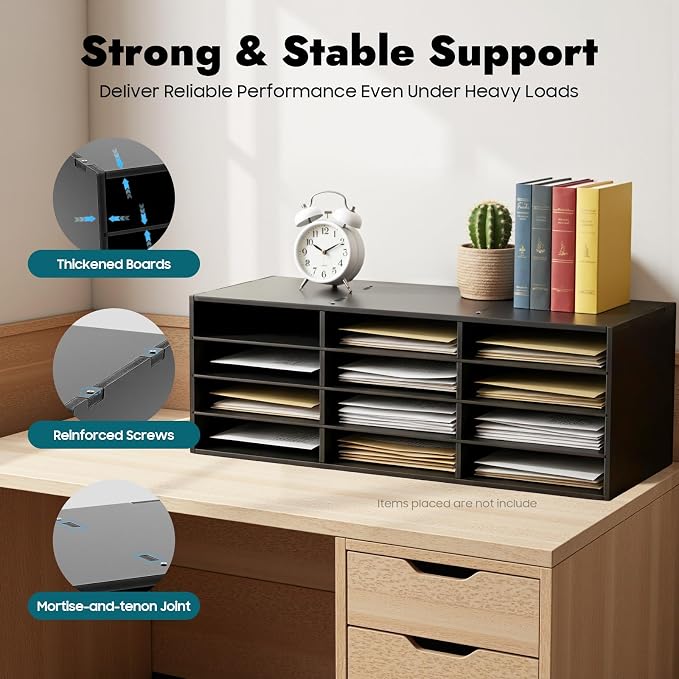 Mailbox for Classroom 12 Slots, Mail Sorter Countertop Paper Organizer Storage - Image 4