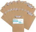 Wood Clipboards Set of 20, Letter Size Hardboard Clip Board 8.5x11 | A4 by Macroclo