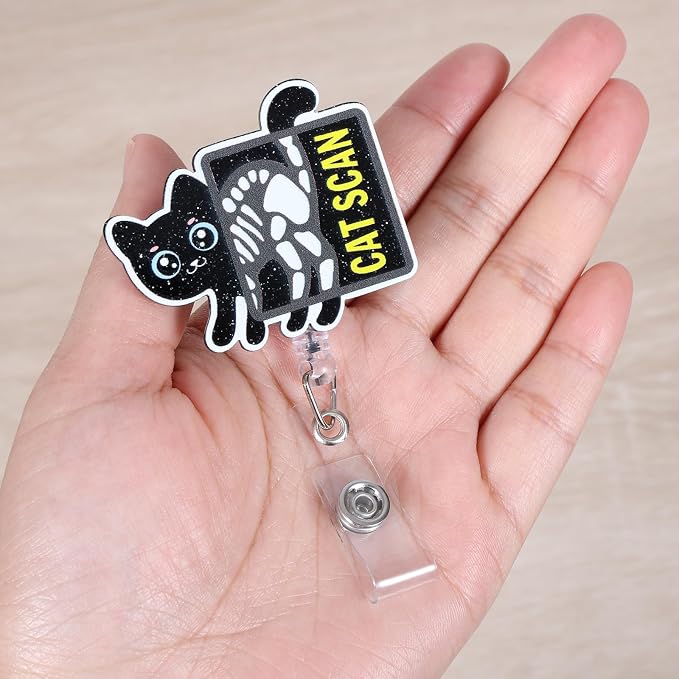 Cat Scan Funny Radiology Nurse Badge Reel, Cute X-Ray Tech Retractable ID Badge - Image 4