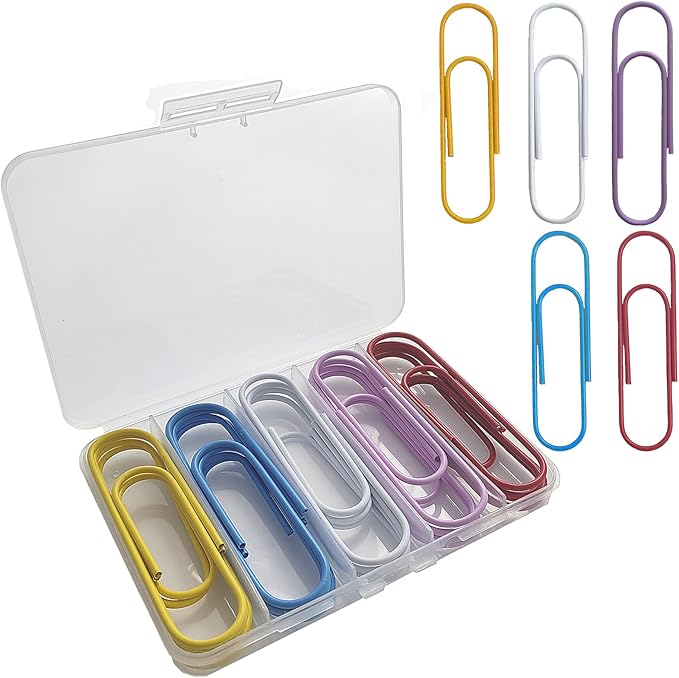 20 Pcs Jumbo Paper Clips 100mm/4 Inches Large Colored Big Papeclips by Unknown