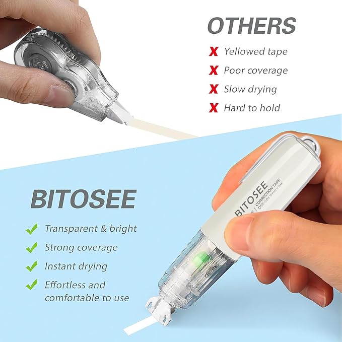 Refillable Retractable Quick Dry White Correction Tape, Mini Small Aesthetic - Image 4