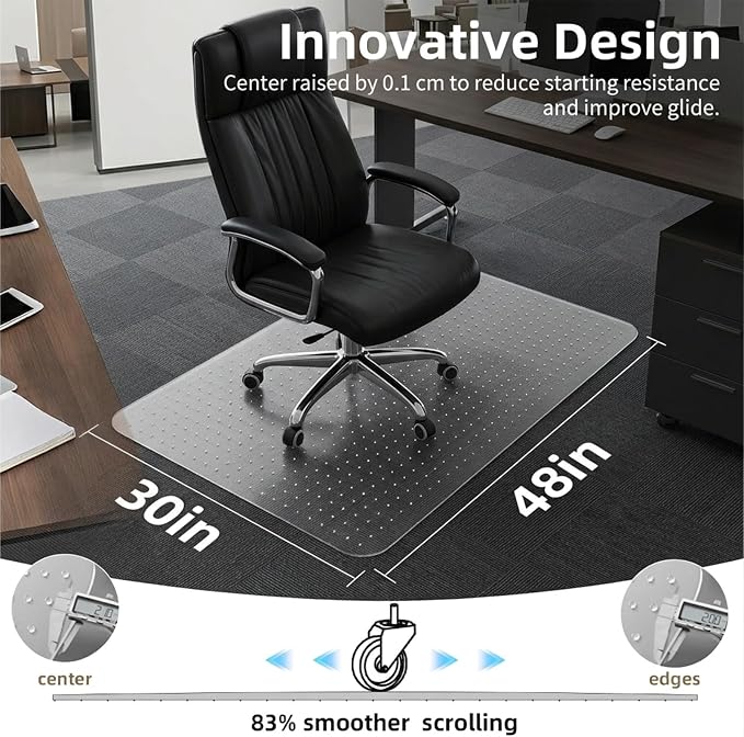 Office Chair Mat for Carpet: 30" x 48" Plastic Heavy Duty Computer Desk Mats - Image 6