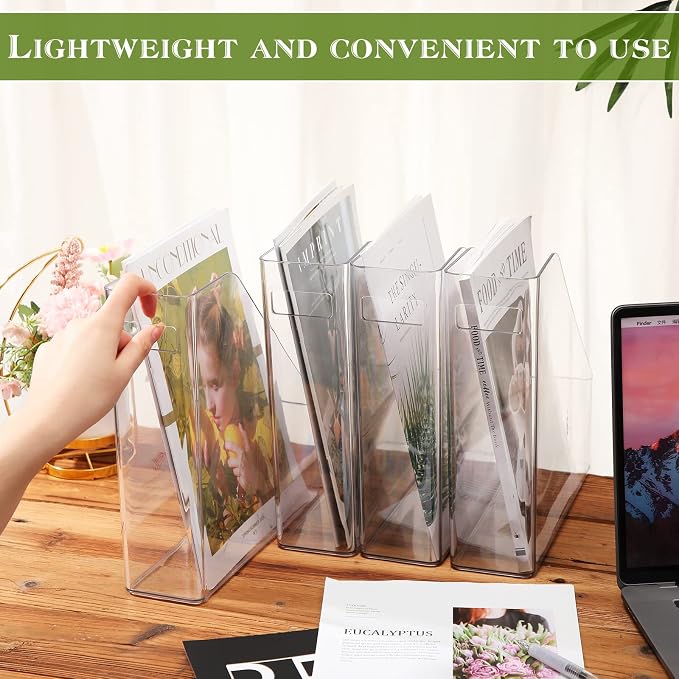 6 Pcs Clear Acrylic Magazine File Holder Plastic Desk Organizer - Image 4
