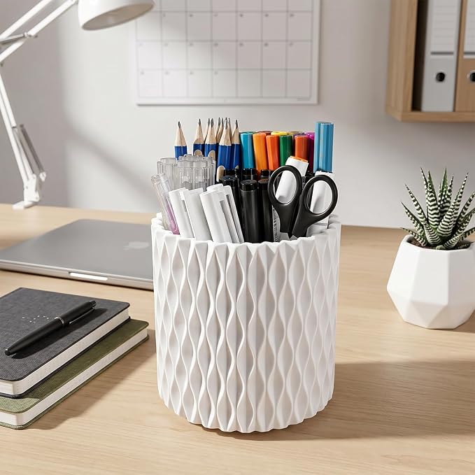 Lebenrich Rotating Pen Holder for Desk, 5 Slots Easthetic Pencil holder Desk - Image 2