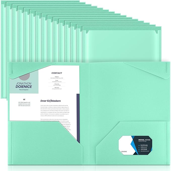 Henoyso 36 Pack Light Green Plastic Folders by Henoyso