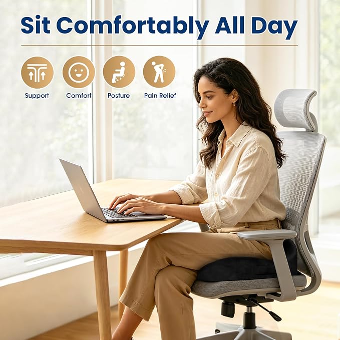 Ergonomic Seat Cushion for Office Chair, Memory Foam Coccyx Cushion for - Image 4