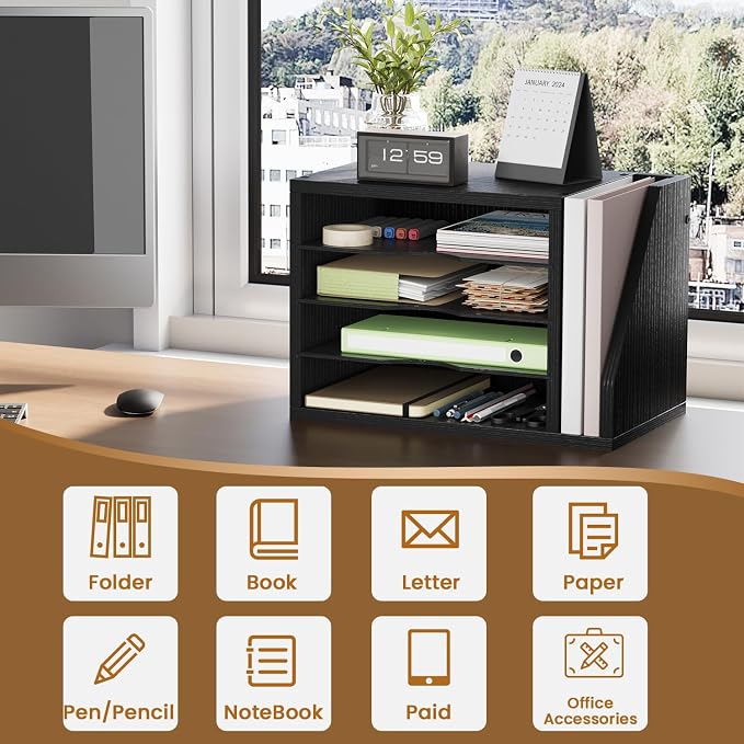 Creso hom Mail Sorter, File Organizer Desktop, Wood Desk Organizer - Image 5