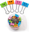 Coideal Cute Smiley Face Binder Clips, 48 Pack 1 Inch Medium Metal Paper Clamps by Coideal