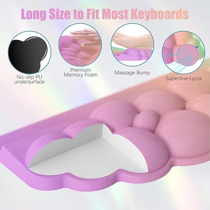 Ergonomic Wrist Rest for Keyboard, Soft Memory Foam Cloud Keyboard Stand Pad - Image 5