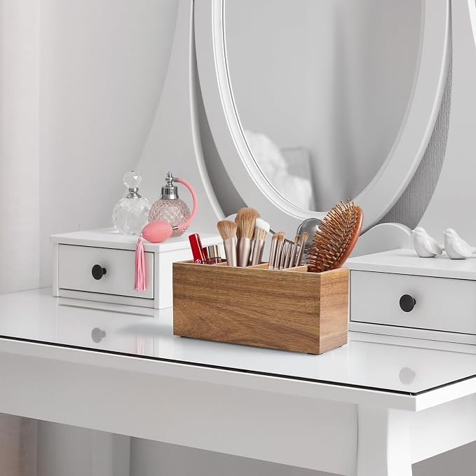 Bivvclaz Pencil Pen Holder for Desk, Acacia Wood Office Desk Organizers and - Image 5