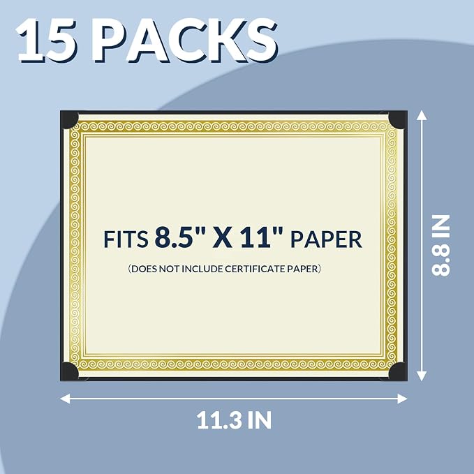 SUNEE Single Sided Certificate Holders, 15 Packs Black Diploma Holders - Image 2